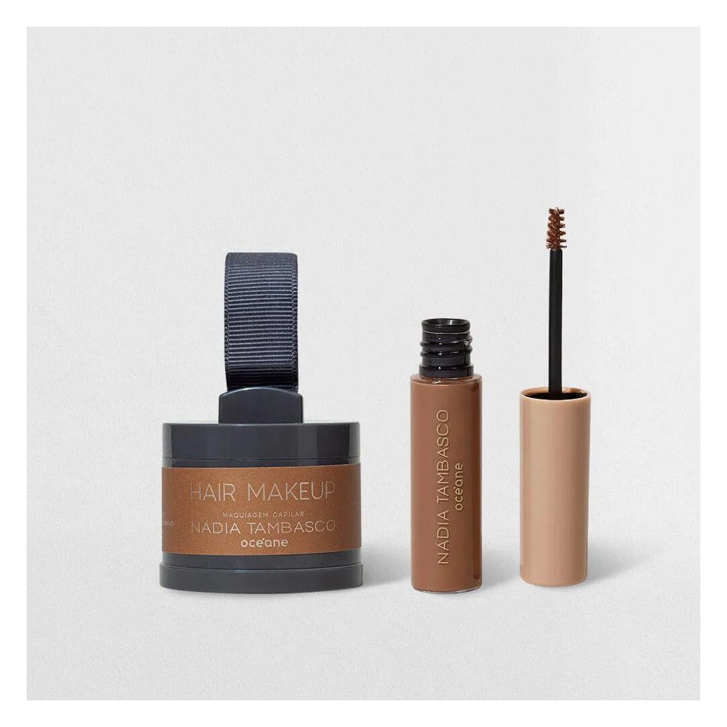 Kit Máscara de Sobrancelha Castanho Claro + Maquiagem Capilar Nádia Tambasco By Océane (2 Produtos)