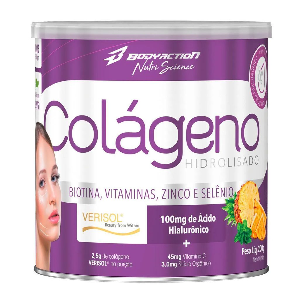 Colágeno Verisol com Hialurônico - 200G Abacaxi com Hortelã - Bodyaction