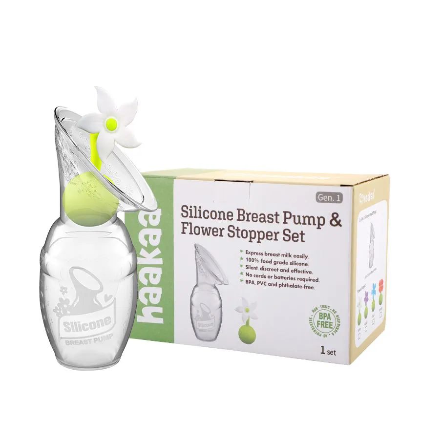 Bomba de Tirar Leite Manual Haakaa 100% Silicone Tampa em Flor 100ml