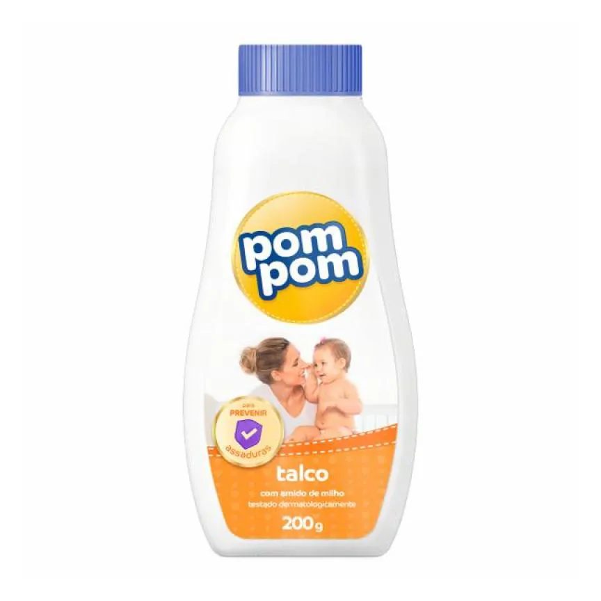 Talco Pom Pom com Amido de Milho 200g