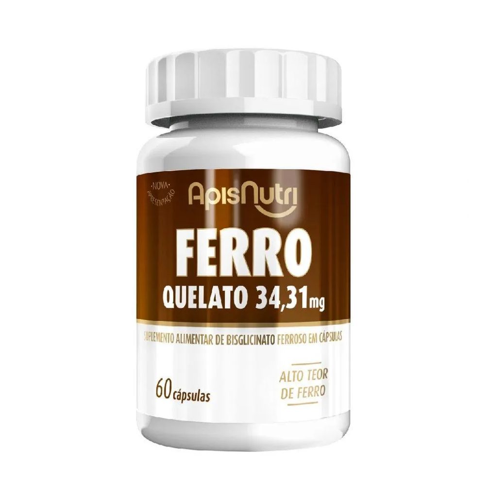 Ferro Quelato 34,31mg (60 Cápsulas) - Padrão: Único