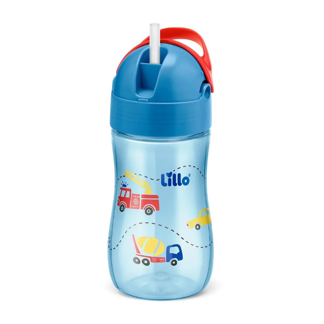 Copo Infantil com Canudo Lillo Evolution Azul 300ml