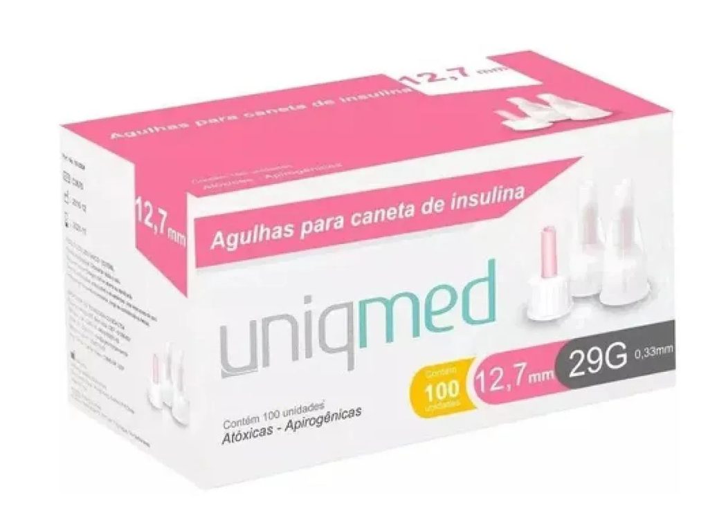 Agulha para Caneta de Insulina 12,7mm X 29g - 100 unidades Uniqmed
