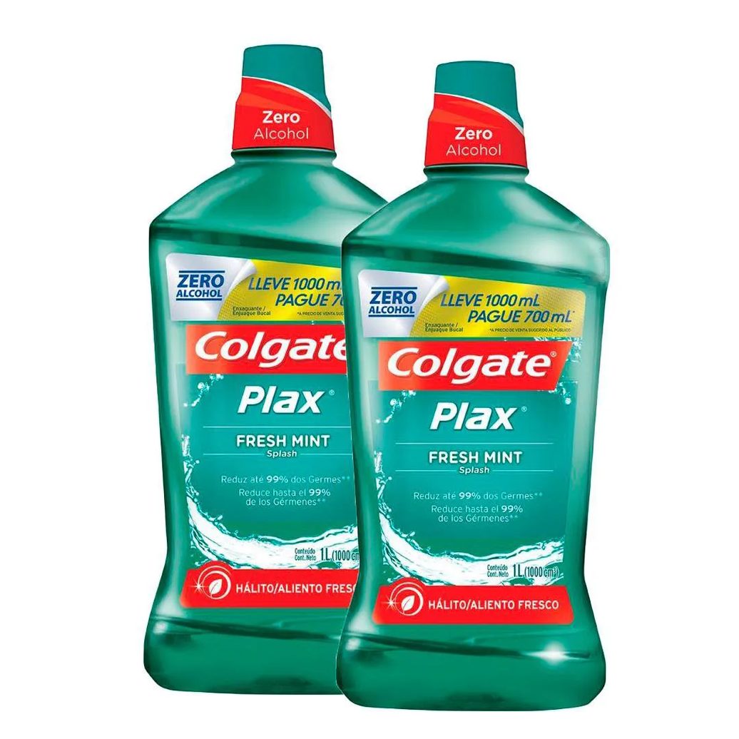 Kit 2 Enxaguante Bucal Colgate Plax Fresh Mint Leve 1L Pague 700ml