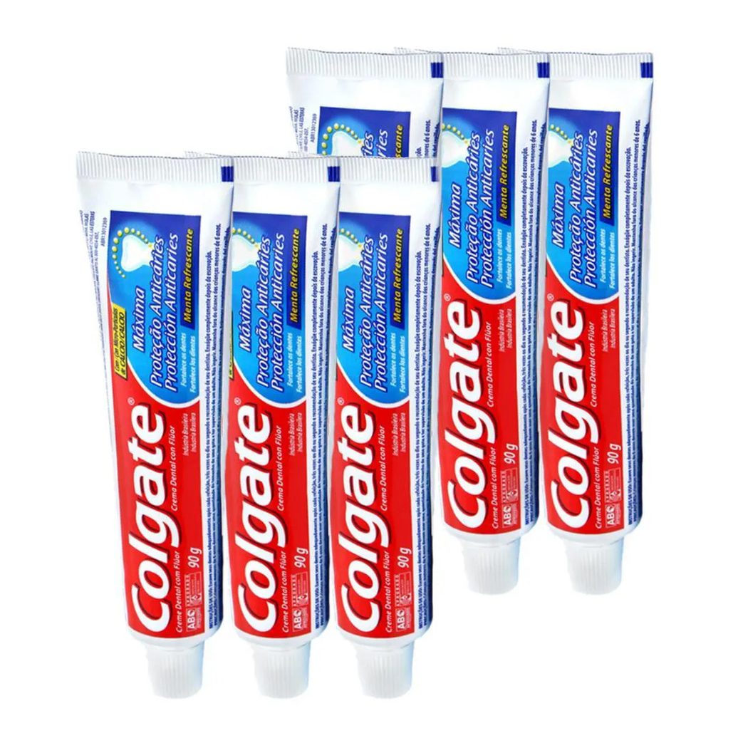 Kit 6 Pastas de Dente Colgate Máxima Proteção Anticáries 90g