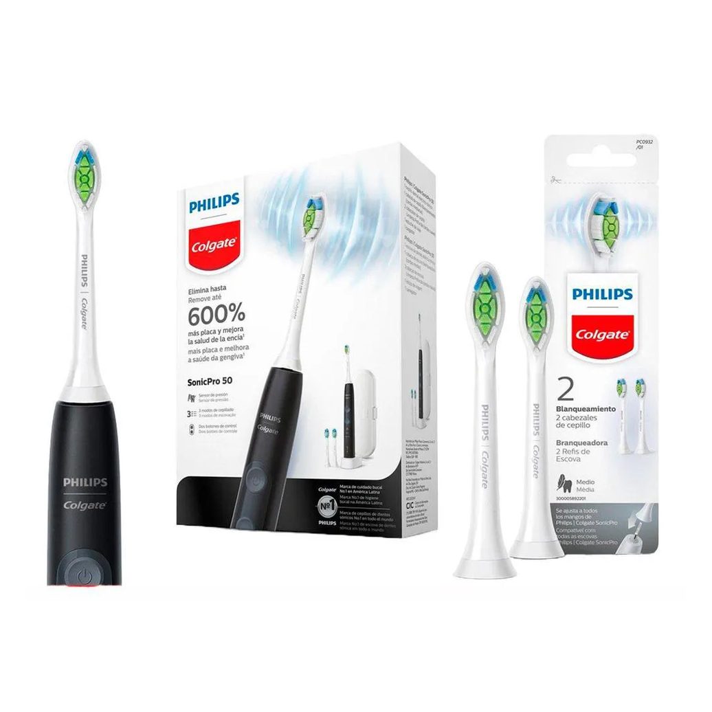 Kit Escova Elétrica Sonicpro 50 + Refil Sonicpro Branqueadora com 2 unidades