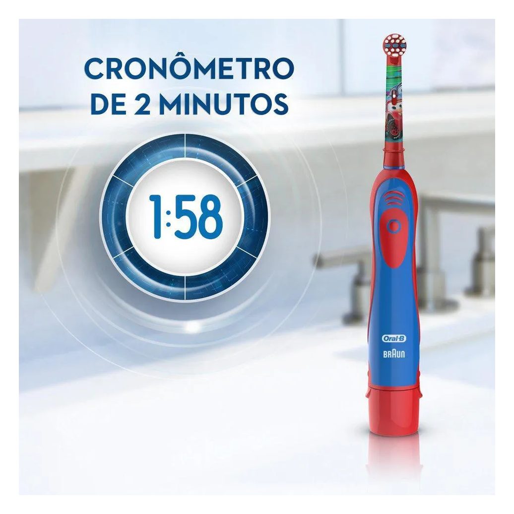 Escova Elétrica Oral-B Disney Pixar Cars + 2 Pilhas Aa