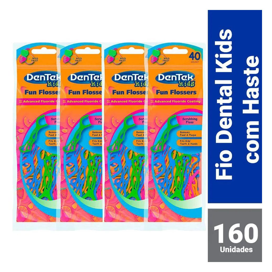 Kit Fio Dental Kids DenTek Fun Flossers 160 unidades