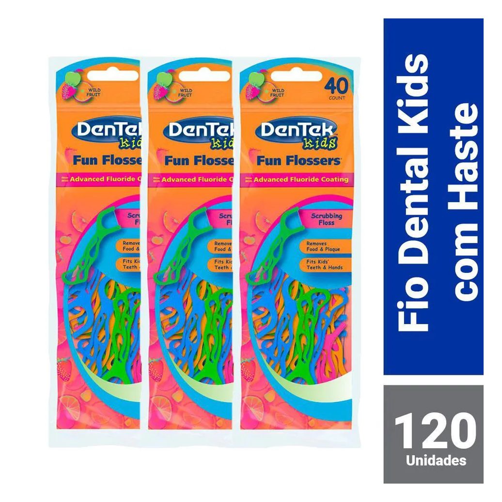 Kit Fio Dental Infantil DenTek Fun Flossers 120 unidades