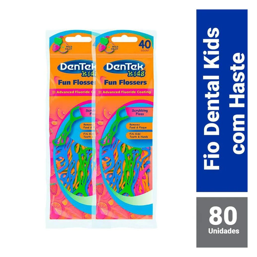 Kit Fio Dental Kids DenTek Fun Flossers 80 unidades