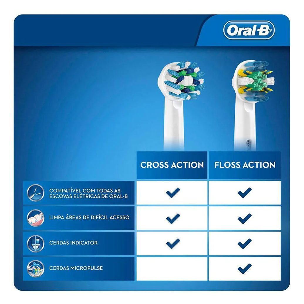 Kit Refil Escova Elétrica Oral-B Cross Action Leve 4 Pague 2