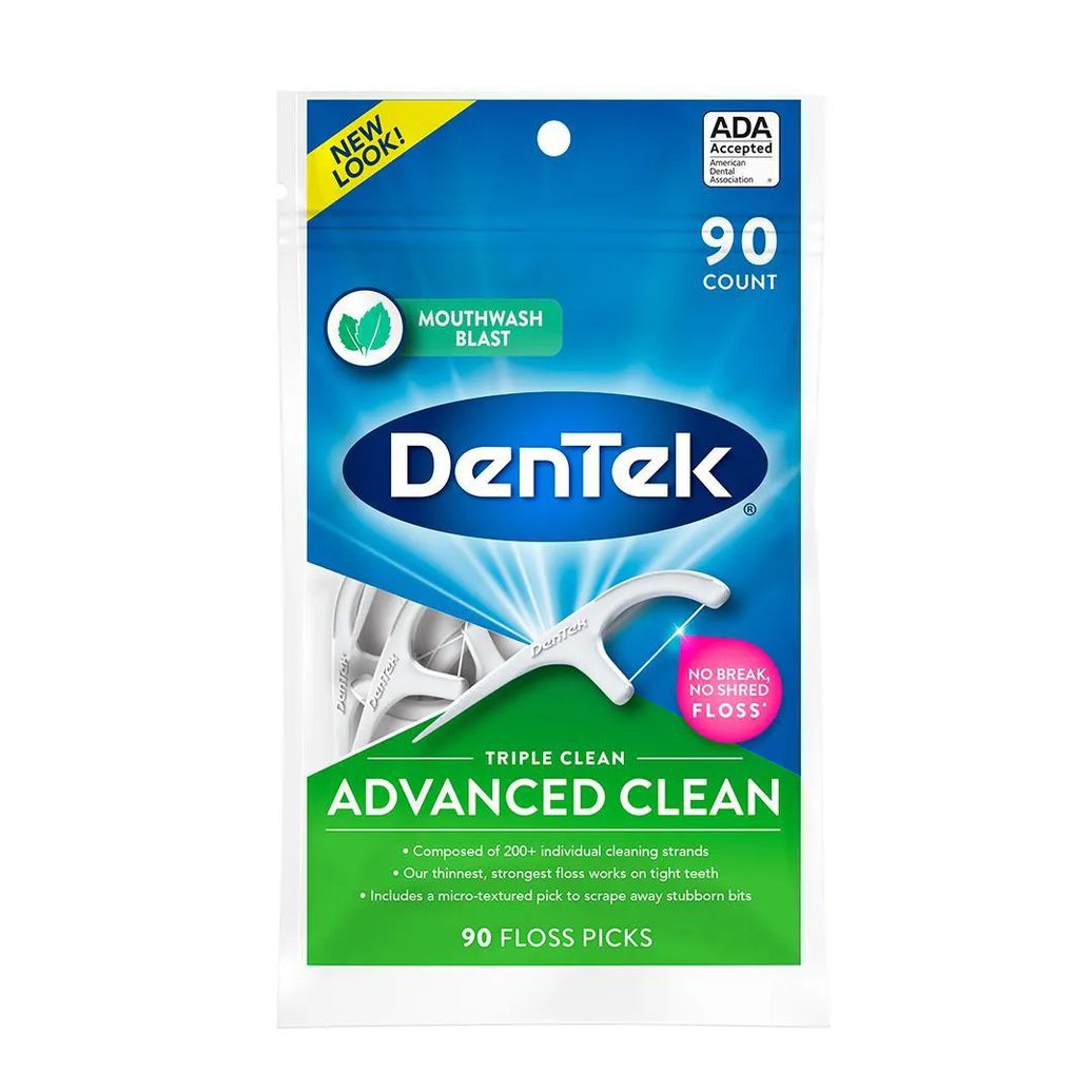 Fio Dental com Haste DenTek Floss Picks Triple Clean Advanced 90un