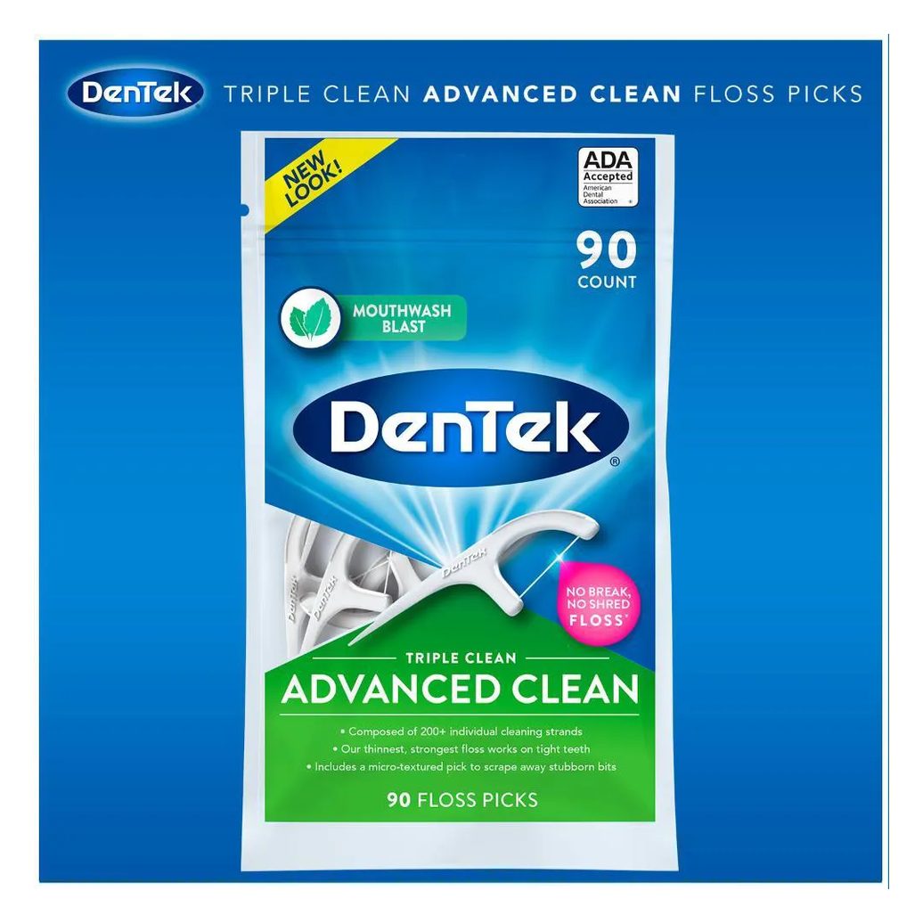 Fio Dental com Haste DenTek Floss Picks Triple Clean Advanced 90un