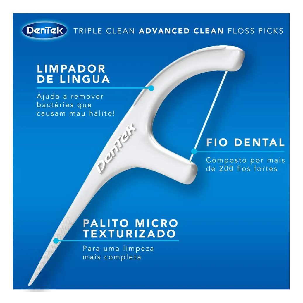 Fio Dental com Haste DenTek Floss Picks Triple Clean Advanced 90un