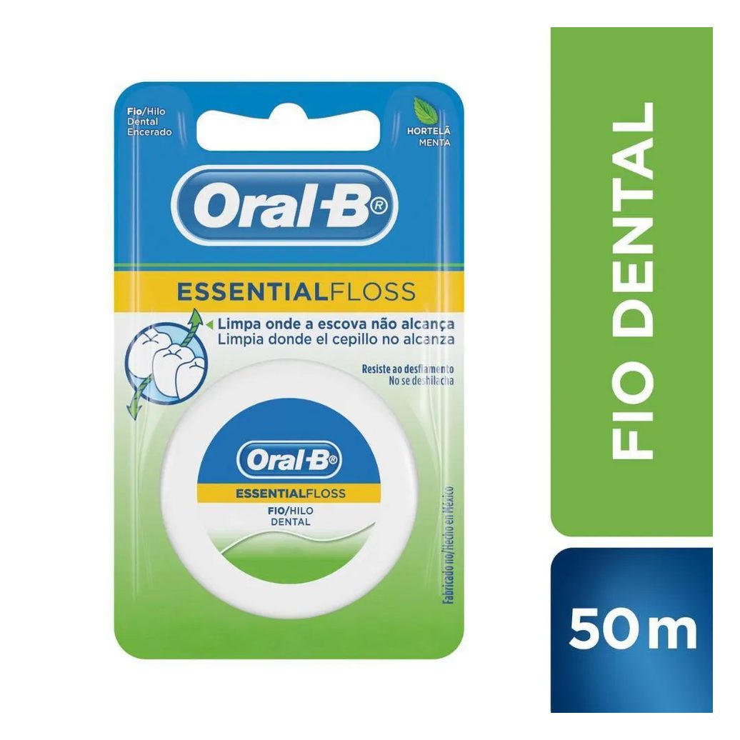 Kit 2 Fio Dental Oral-b Essential Floss Encerado Menta 50m