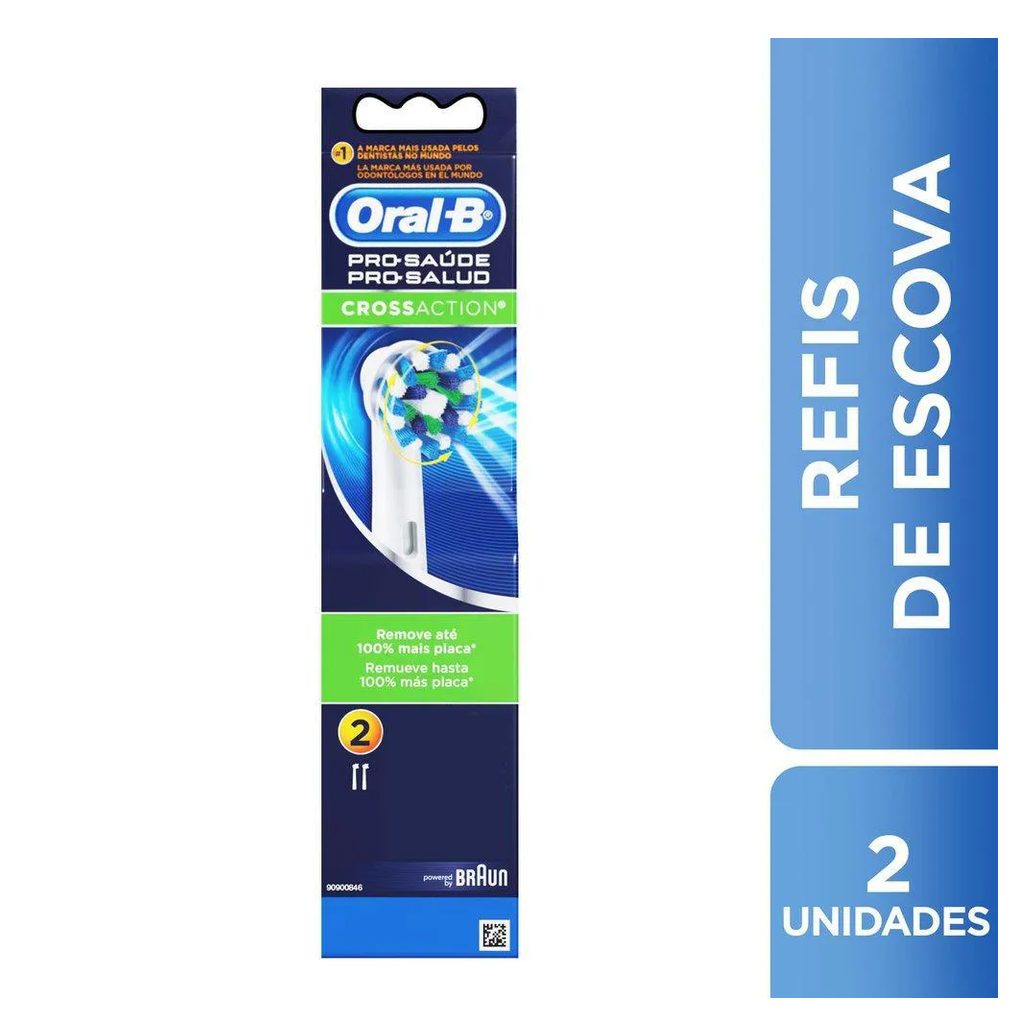 Refil Escova Elétrica Oral-B Pro-Saúde Cross Action com 2 unidades