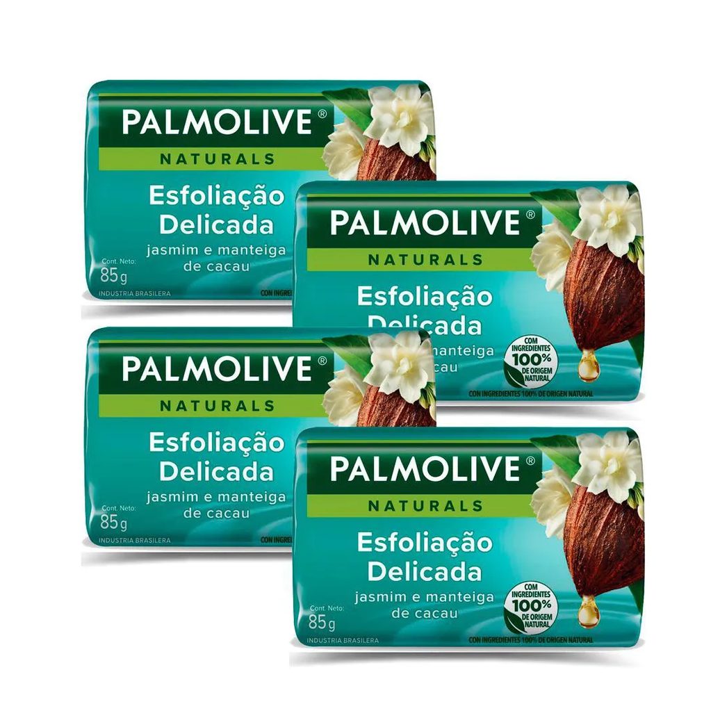 Kit 4 Sabonetes em Barra Palmolive Naturals Esfoliação Delicada 85g