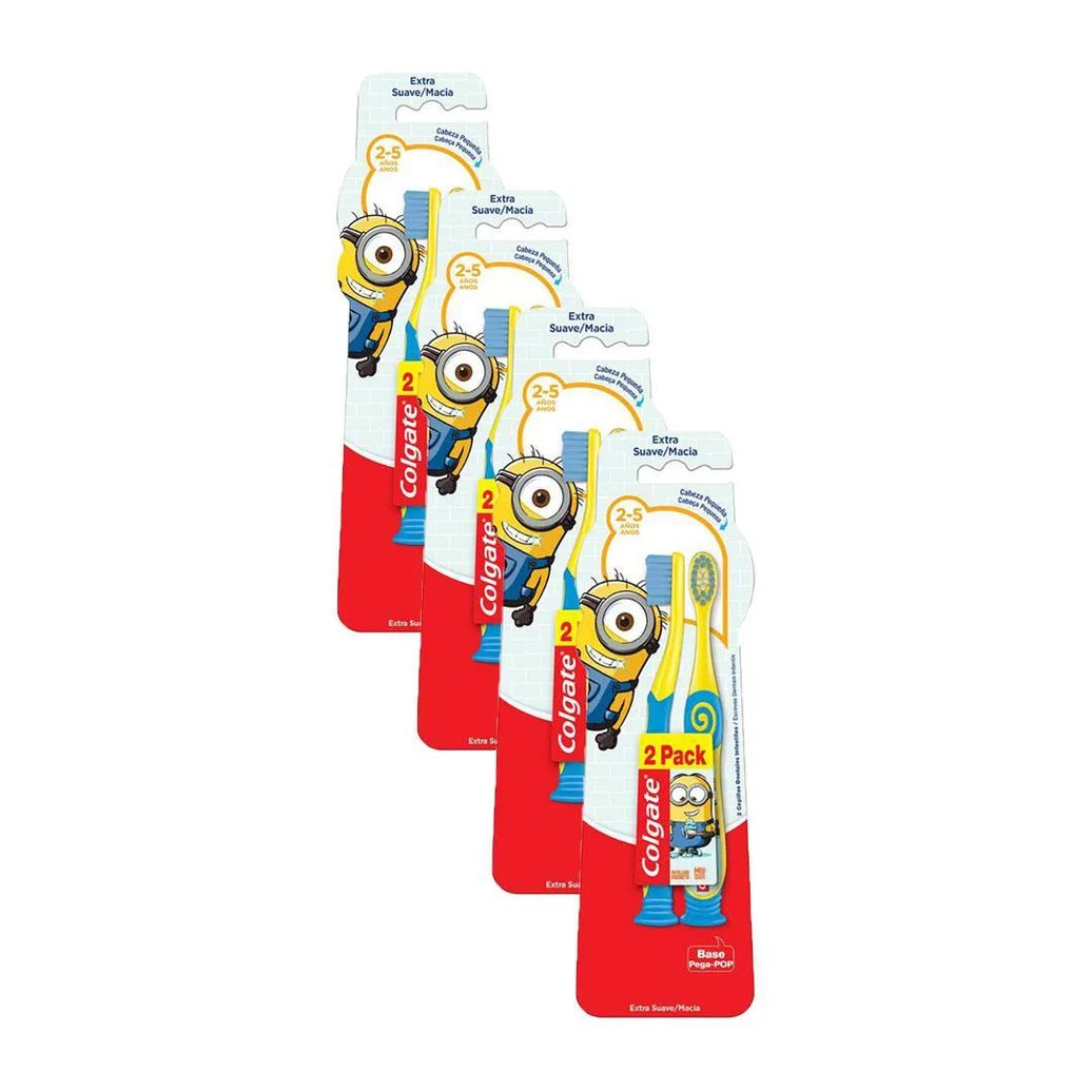 Kit 4 Escovas Dental Colgate Minions 2 - 5 Anos com 2 unidades