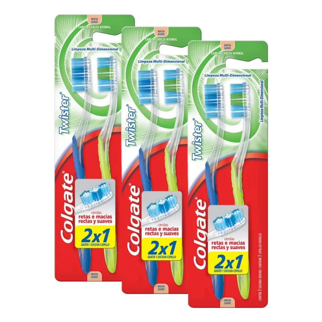 Kit 3 Escovas Dentais Colgate Twister 2 unidades Leve 2 Pague 1
