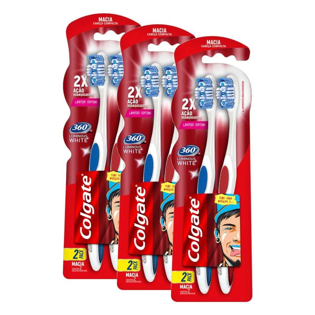 Escova de Dente Colgate 360º Luminous White 6 unidades