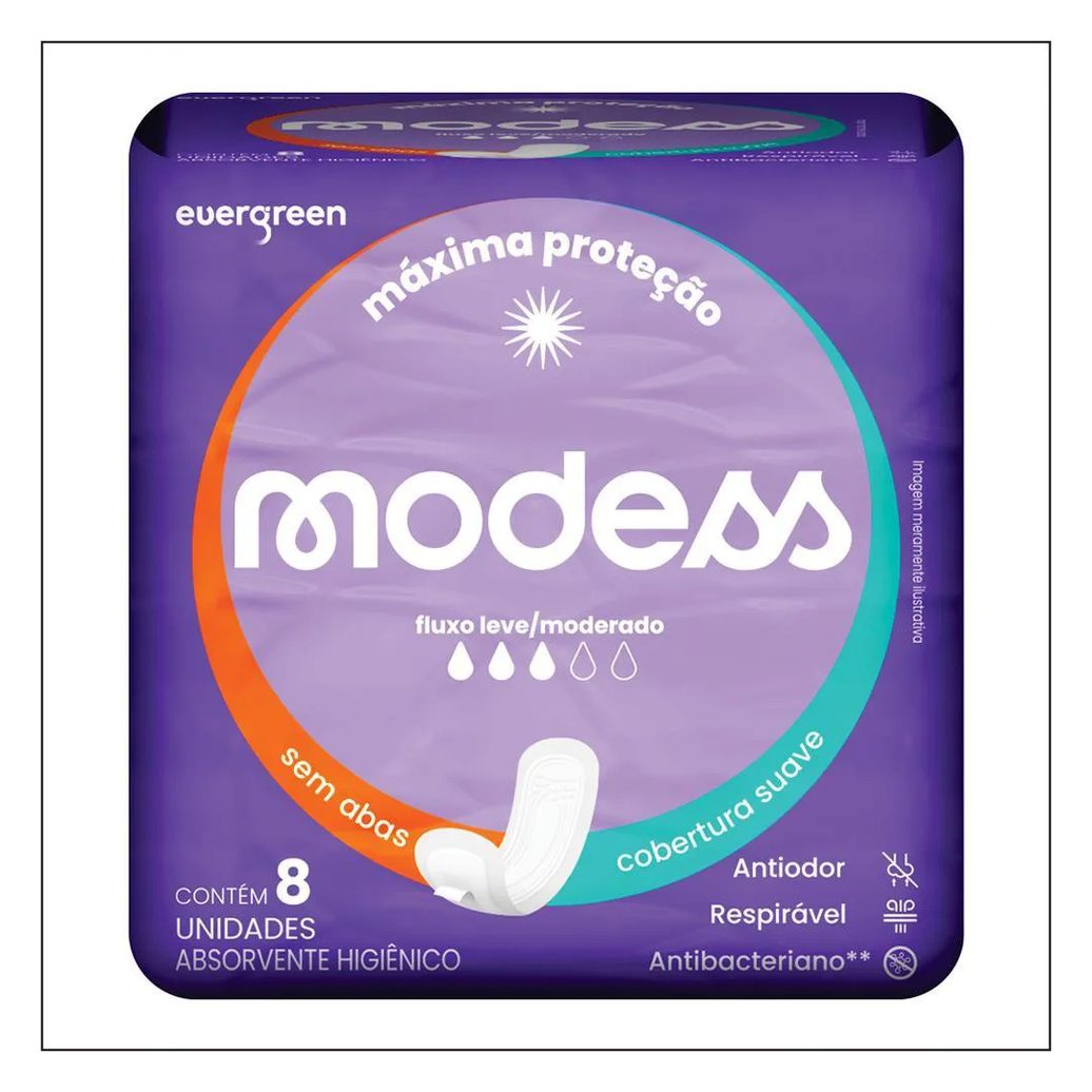 Absorvente Modess Malha Suave sem Abas 8un