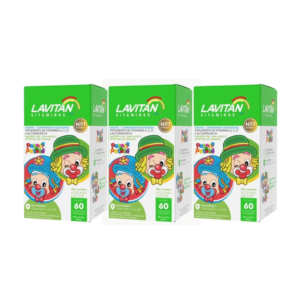 Kit C3 Suplemento Infantil Sabor Variado 60 Cpr – Lavitan