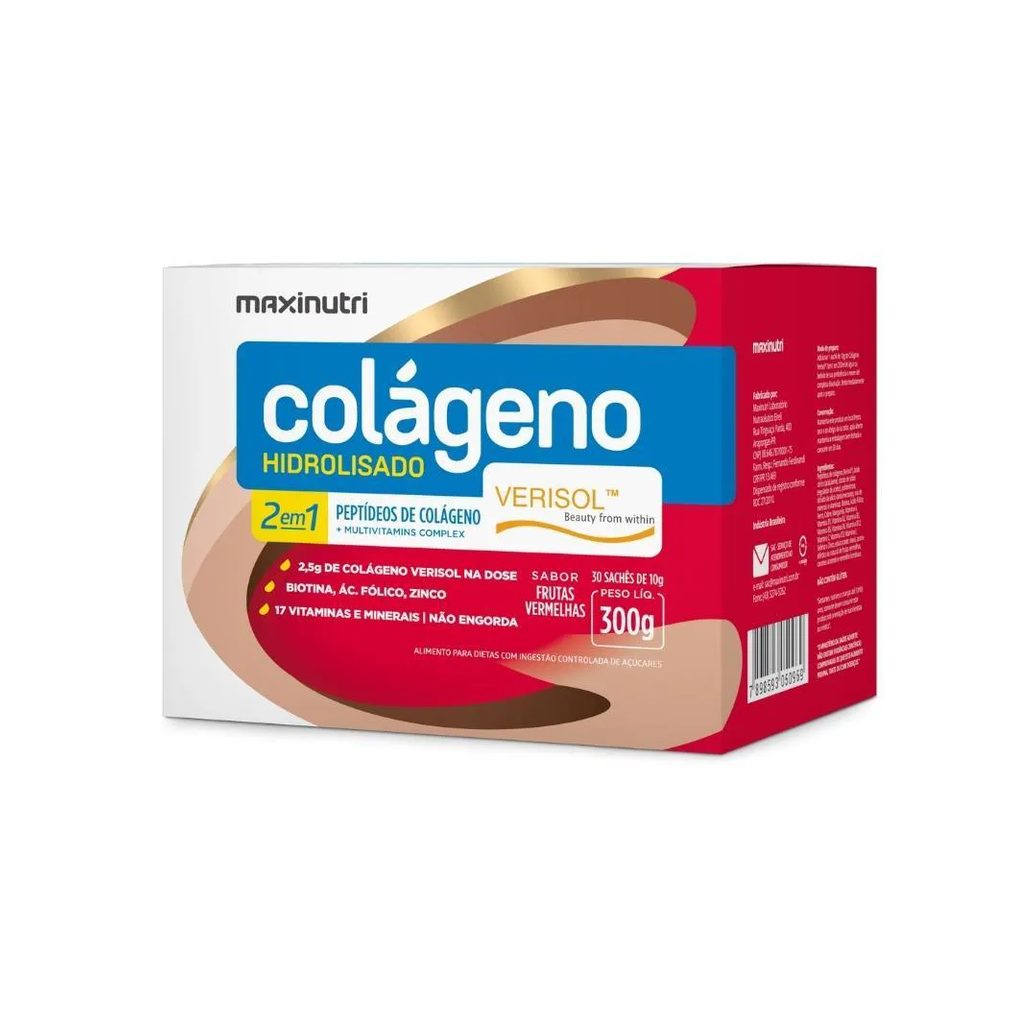 Colágeno Hidrolisado 2em1 Sachê - Verisol® 30 X 10g - Frutas Vermelhas