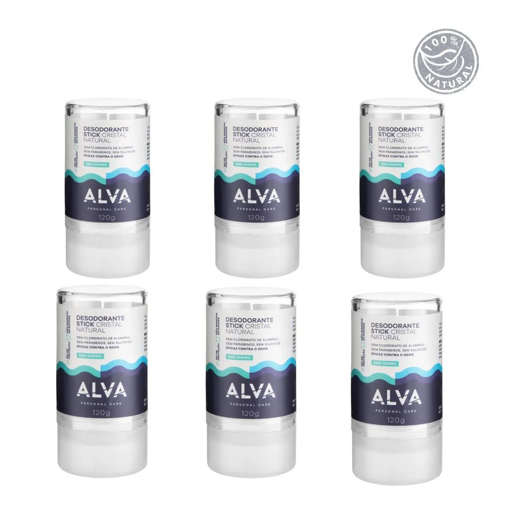 Desodorante Natural Pedra Cristal Alva Alemanha Kit (6 Unid)