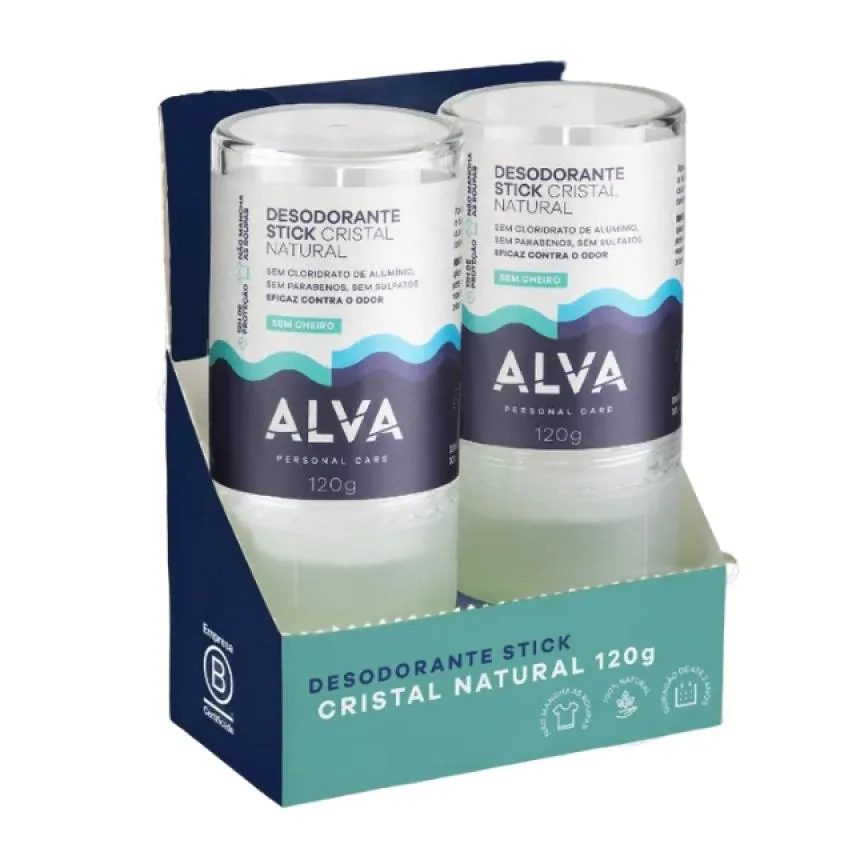 Desodorante Natural Pedra Cristal Alva Alemanha Kit 2 120g