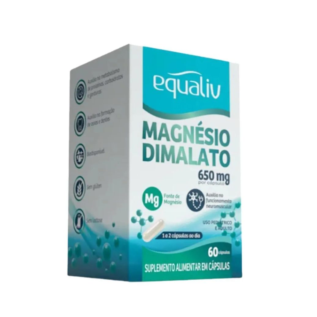 Magnésio Dimalato Equaliv 650mg 60 Cápsulas 100% Puro