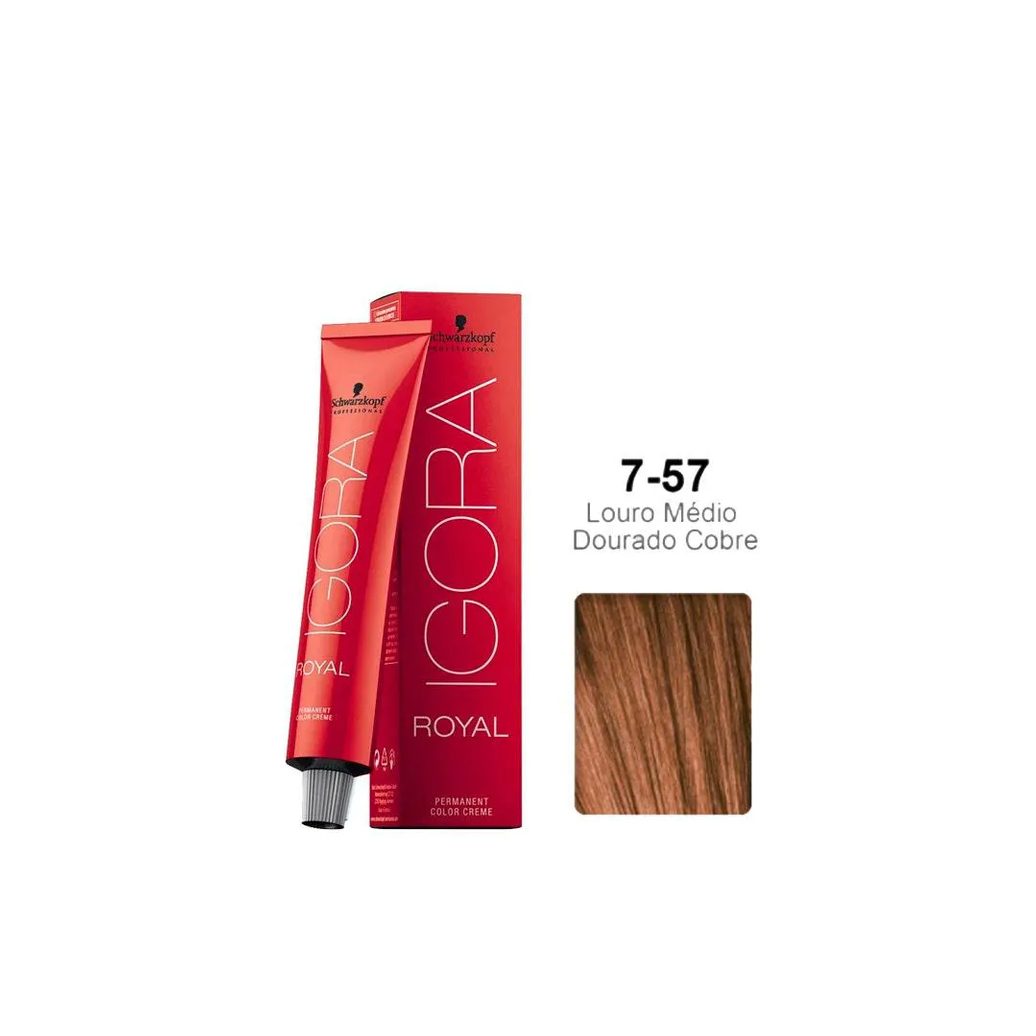 Tintura Schwarzkopf Igora Royal 7.57 Louro Médio Dourado Cobre