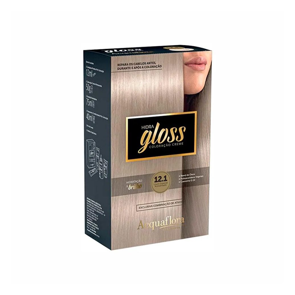 Tintura Acquaflora Kit Hidra Gloss 121 Louro Especial Acinzentado