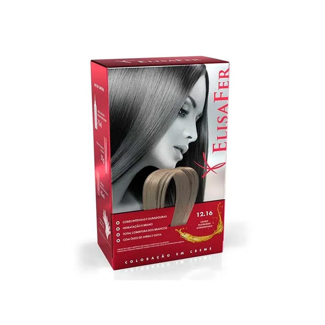 Tintura Elisafer 12.16 Louro Platinado Acinzentado