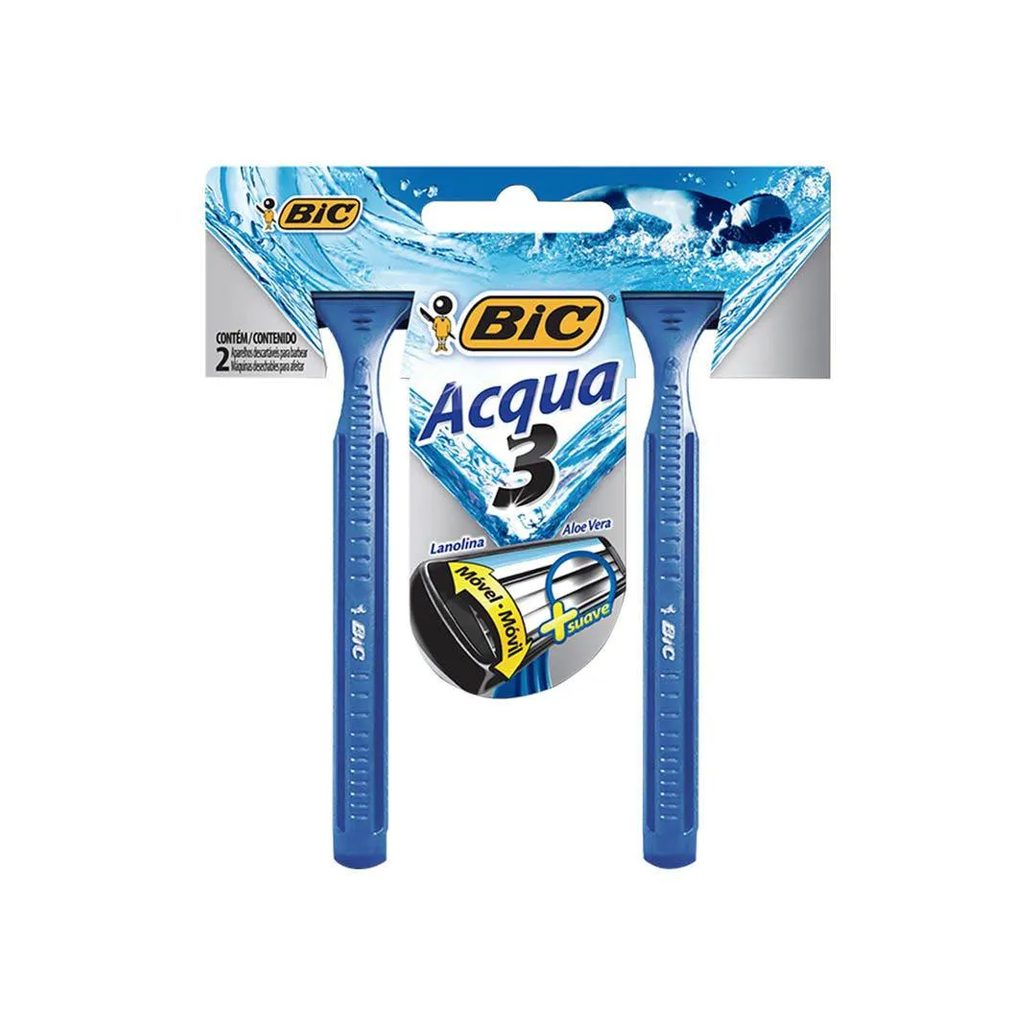 Aparelho de Barbear Bic Acqua 3 Lâminas C/2un