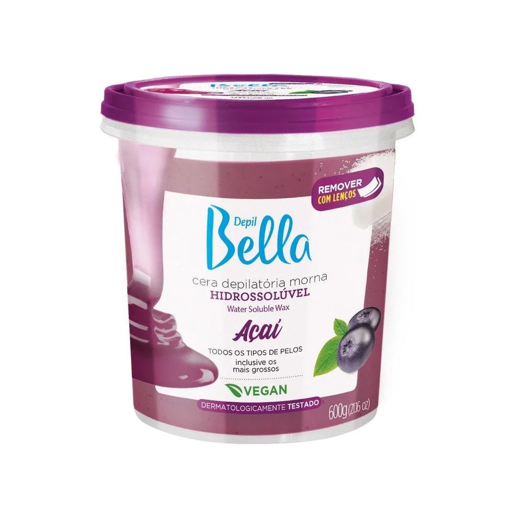 Cera Dep Depil Bella Hidrossolúvel Açaí 600gr