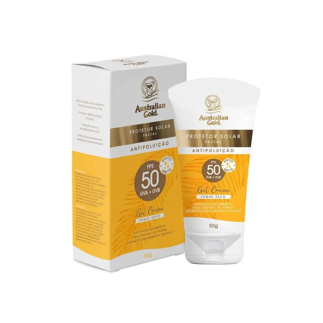 Protetor Solar Facial Australian Gold Gel Creme Fps50 50gr