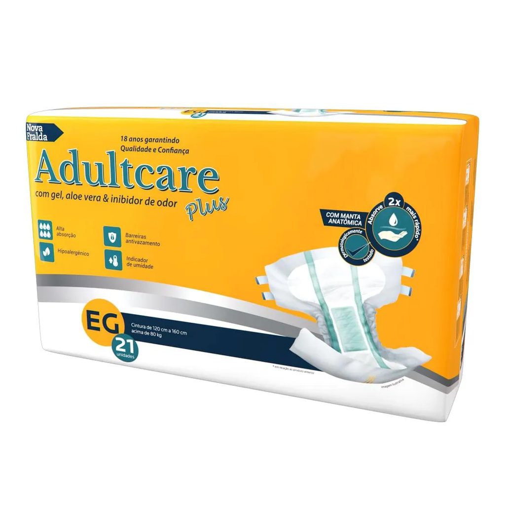 Fralda Geriátrica Adultcare Plus Tam Eg - 21 Fraldas
