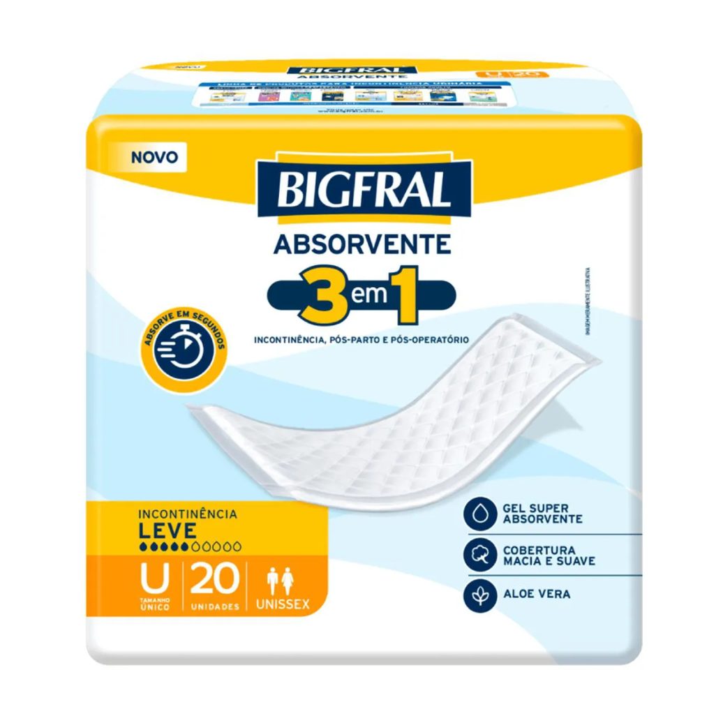 Absorvente Bigfral - Tamanho Único - com 20 unidades