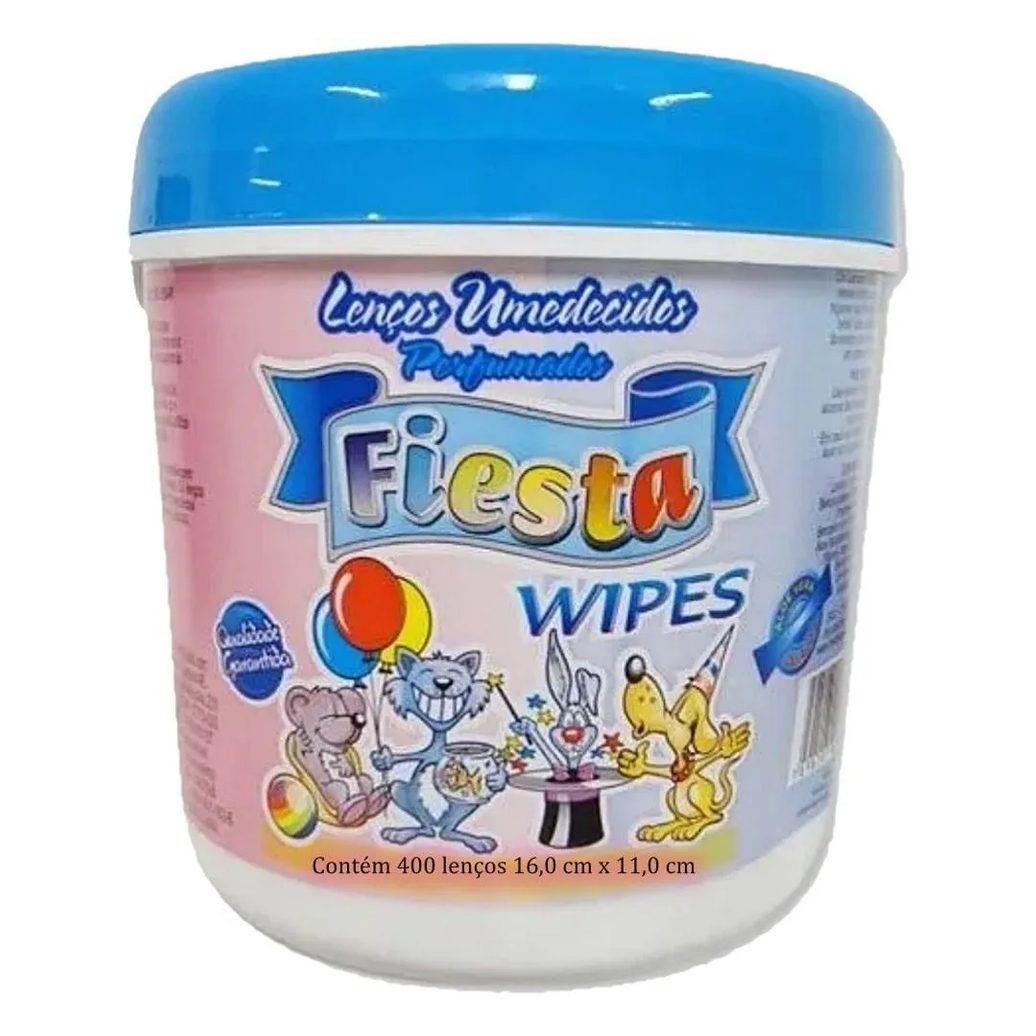 Lenço Umedecido Fiesta Wipes Perfumado Aloe Vera Lanolina sem Álcool Azul 400 unidades