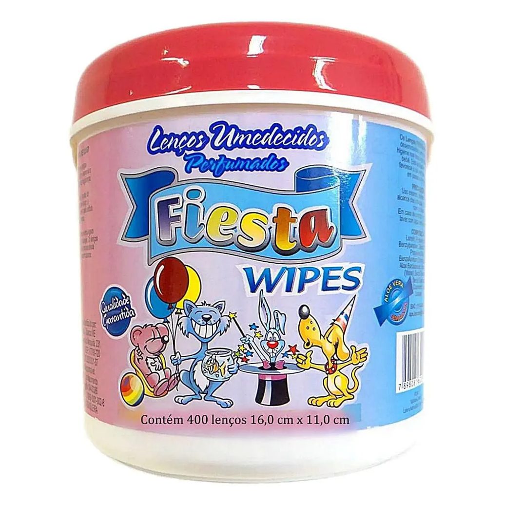 Lenço Umedecido Fiesta Wipes Perfumado Aloe Vera Lanolina sem Álcool Rosa 400 unidades
