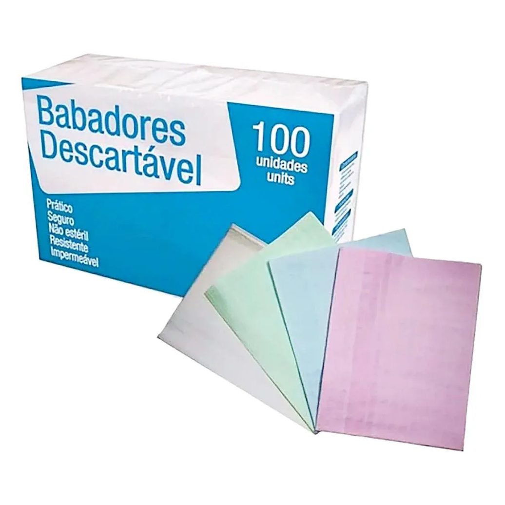 Babador Impermeável Best Care Descartável Colorido - 100 unidades