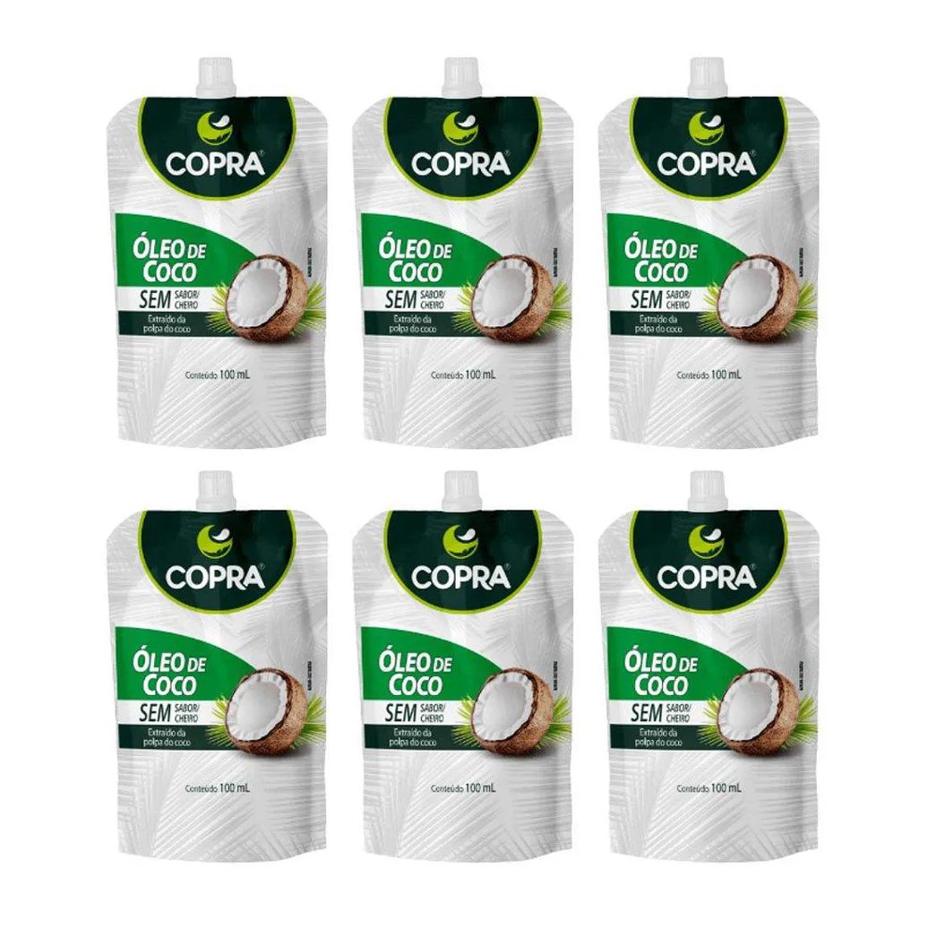 Kit 6uni Óleo de Coco (sem Sabor) 100ml Pouch - Copra