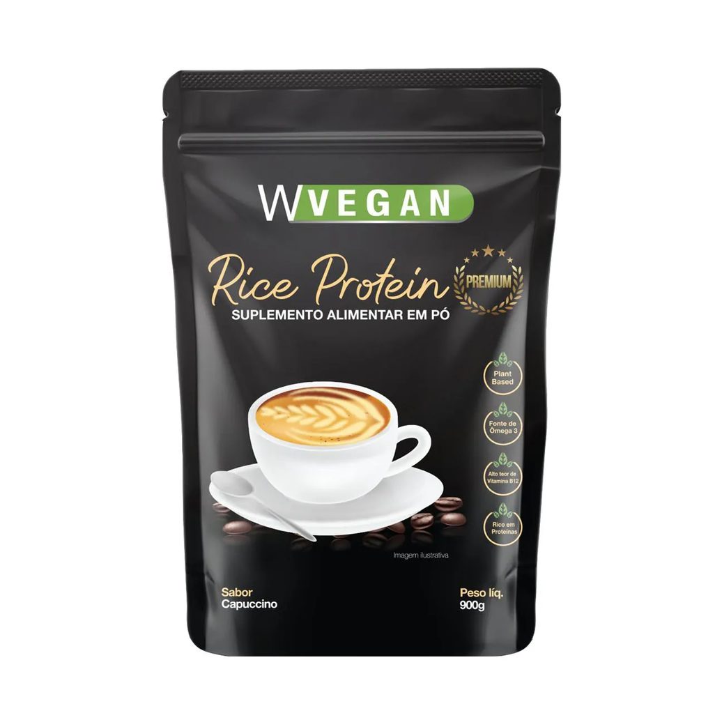 Proteína de Arroz Wvegan Rice Protein Premium Capuccino Vegano 900g