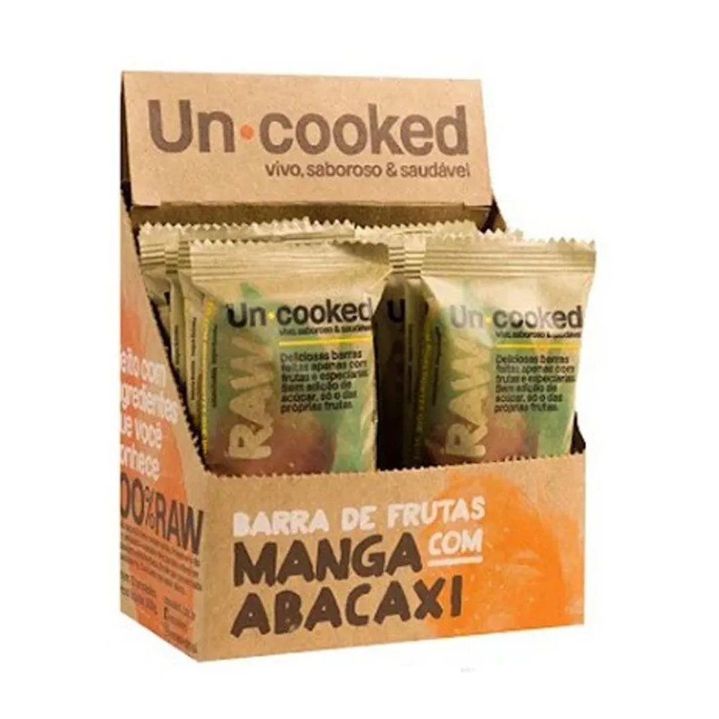 Barra de Frutas Bicho Bom Uncooked Manga com Abacaxí 30g 12 unidades
