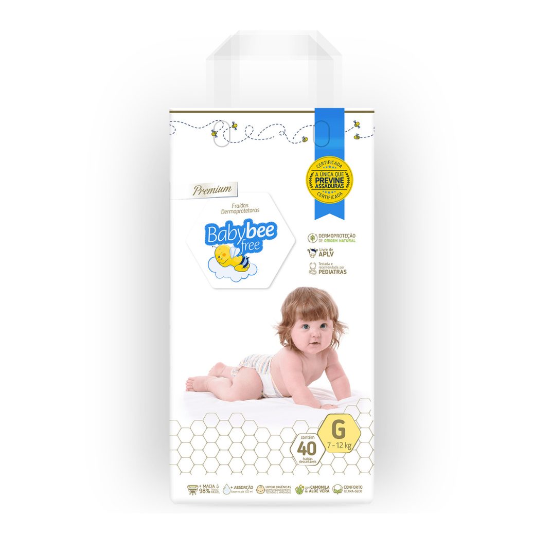 Fralda Baby Bee Free Dermoprotetora G Com 40 Unidades