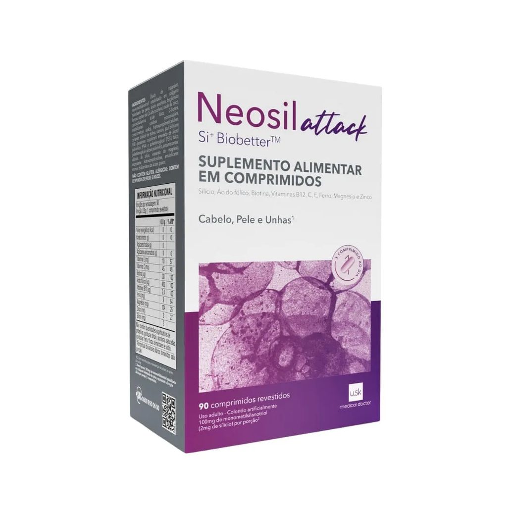 Suplemento Alimentar Neosil Attack Cabelo Pele E Unha 90 Comprimidos