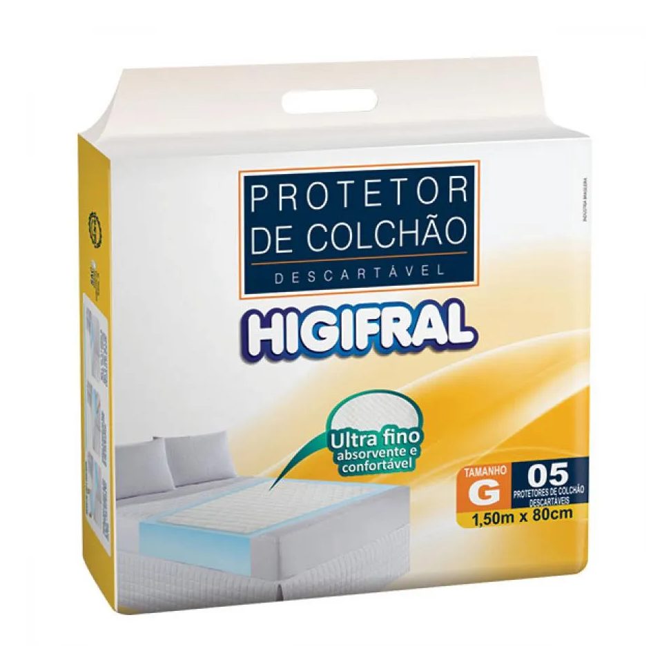 Protetor De Colchão Descartável Higifral Tamanho G Com 5 Unidades