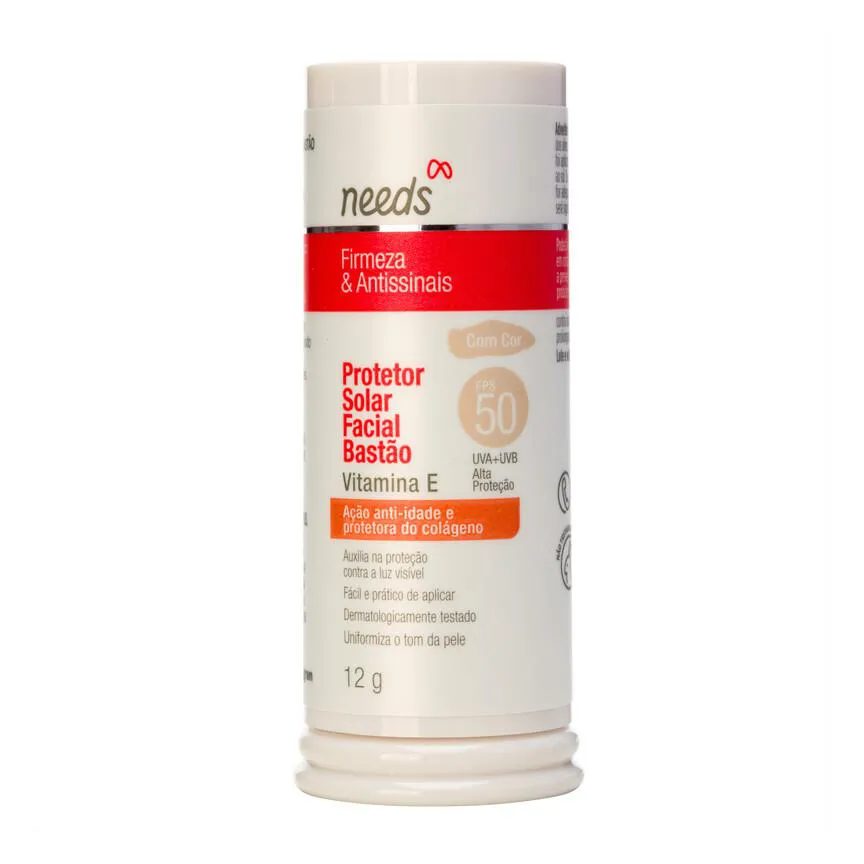Protetor Solar Facial Needs Firmeza & Antissinais FPS 50 Com Cor Bastão 12g
