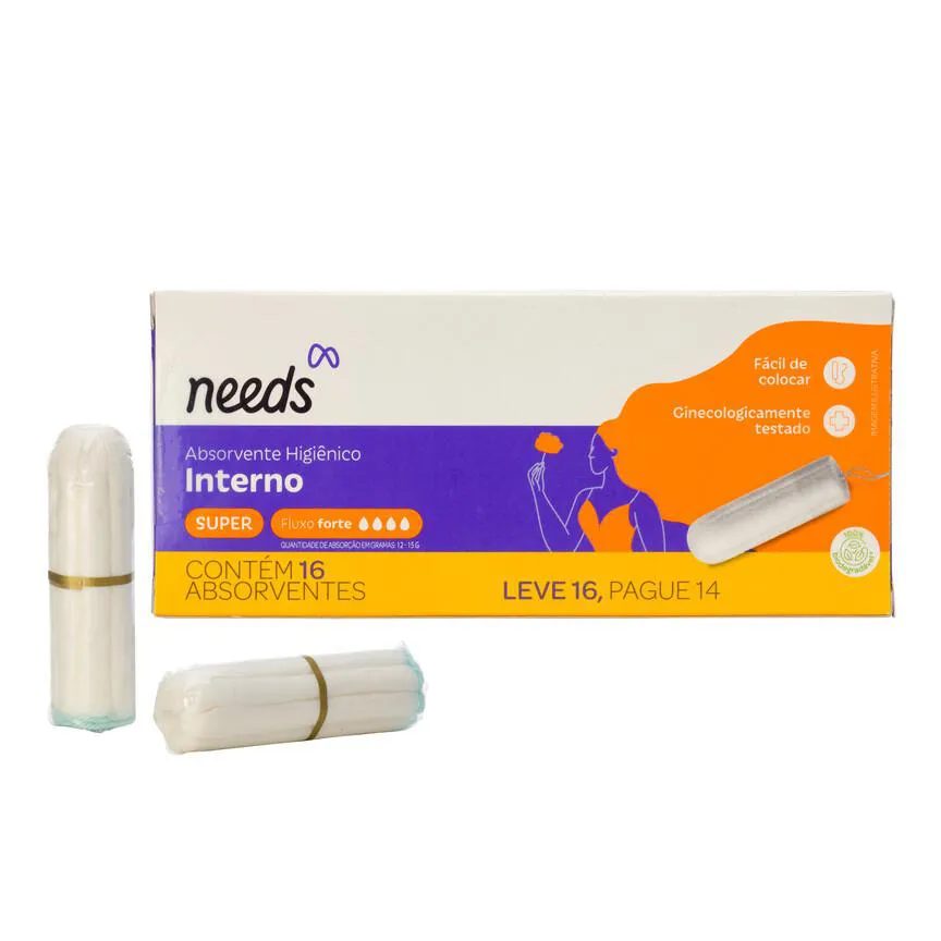 Absorvente Interno Needs Super Fluxo Forte 16 Unidades