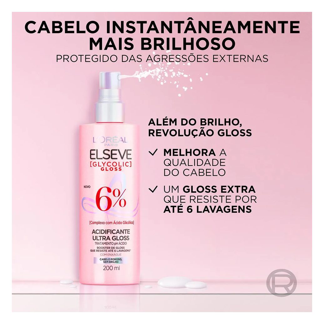 Spray Acidificante Elseve Glycolic Gloss Tratamento Antiporosidade com Ácido Glicólico 200ml